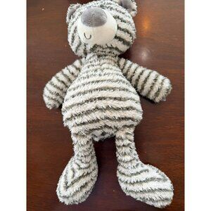 Gund Striped Plush Teddy Bear Stuffed Animal Toy 12" Soft & Cuddly Gray/White